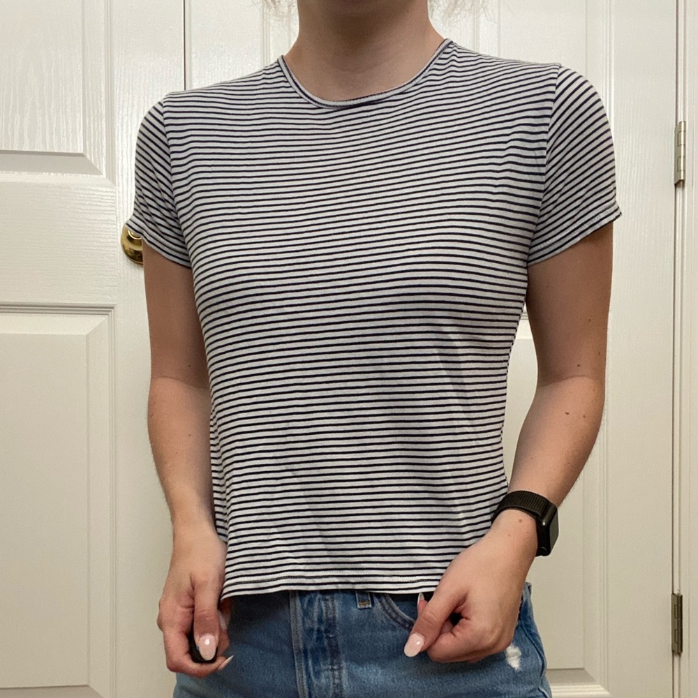 Brandy Melville blue and white striped tee